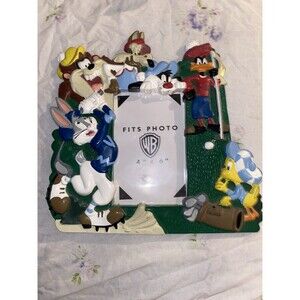 Vintage 1997 Looney Tunes Golf 3-D Resin Picture Frame Warner Brothers 4 x 6